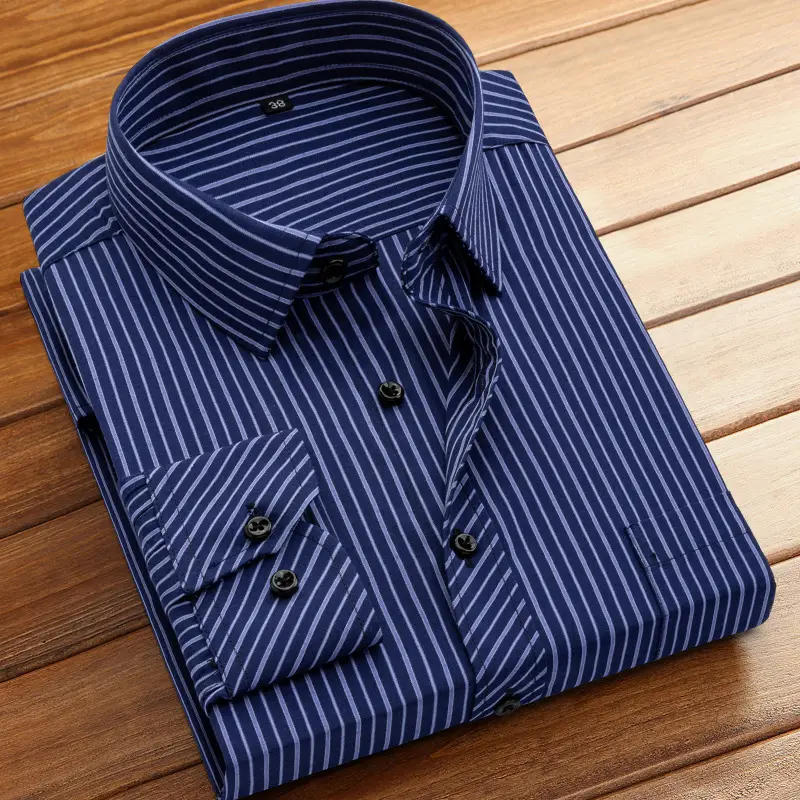 Navy Blue Slim Fit Business Shirt for Men - Image 110