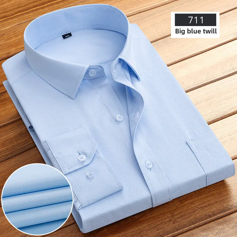 Navy Blue Slim Fit Business Shirt for Men - Image 22