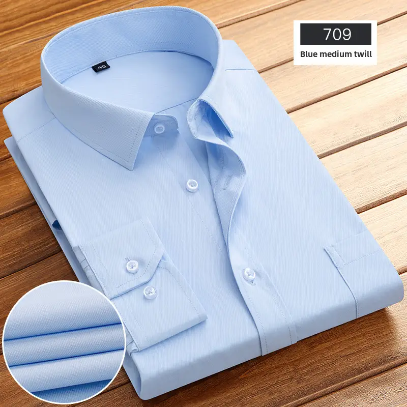 Navy Blue Slim Fit Business Shirt for Men - Image 64