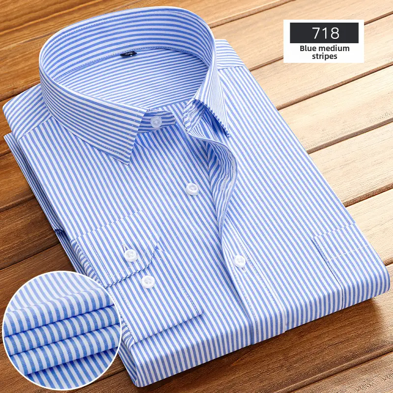 Navy Blue Slim Fit Business Shirt for Men - Image 77