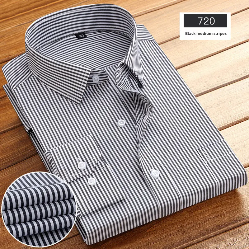 Navy Blue Slim Fit Business Shirt for Men - Image 91