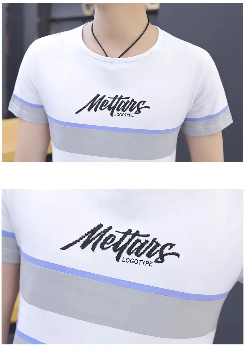 Men's 2020 Summer Striped T-shirt Round Neck Slim Fit — feature 15