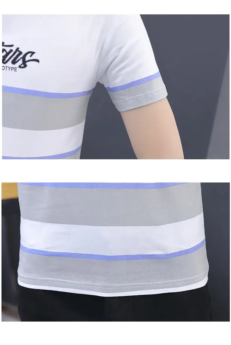 Men's 2020 Summer Striped T-shirt Round Neck Slim Fit — feature 16