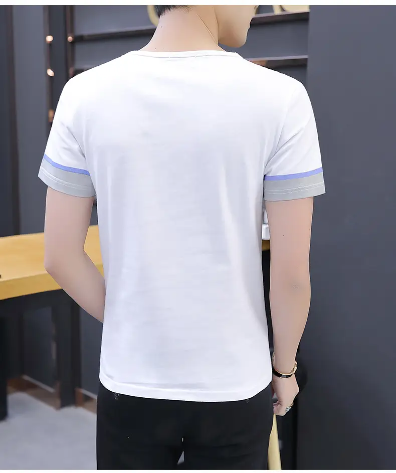 Men's 2020 Summer Striped T-shirt Round Neck Slim Fit — feature 8