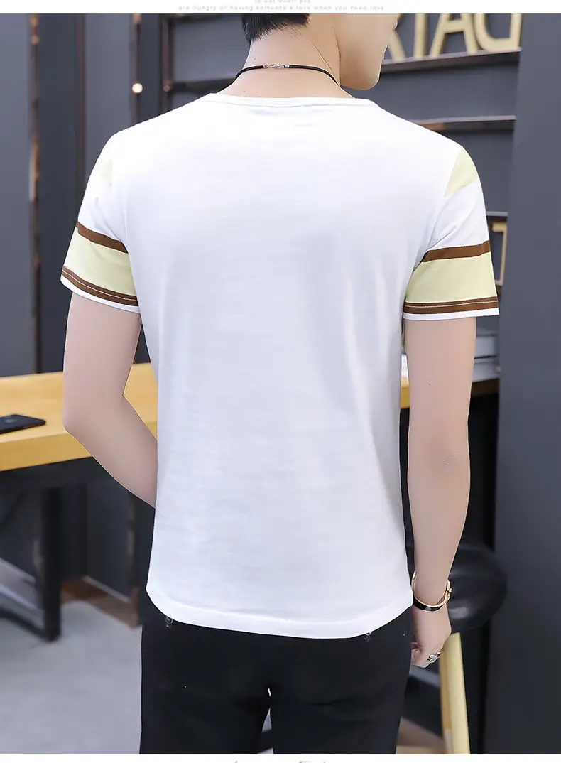 Men Summer Striped T-Shirt Korean Style Slim Fit — feature 8