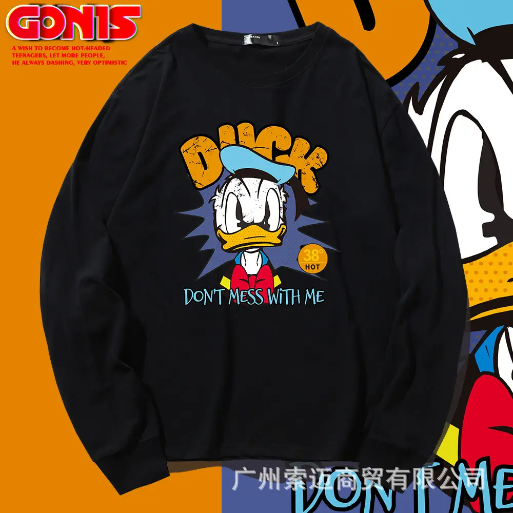 Men Women Cotton Long Sleeve Mickey Donald Duck Sweatshirt Blue - Image 10