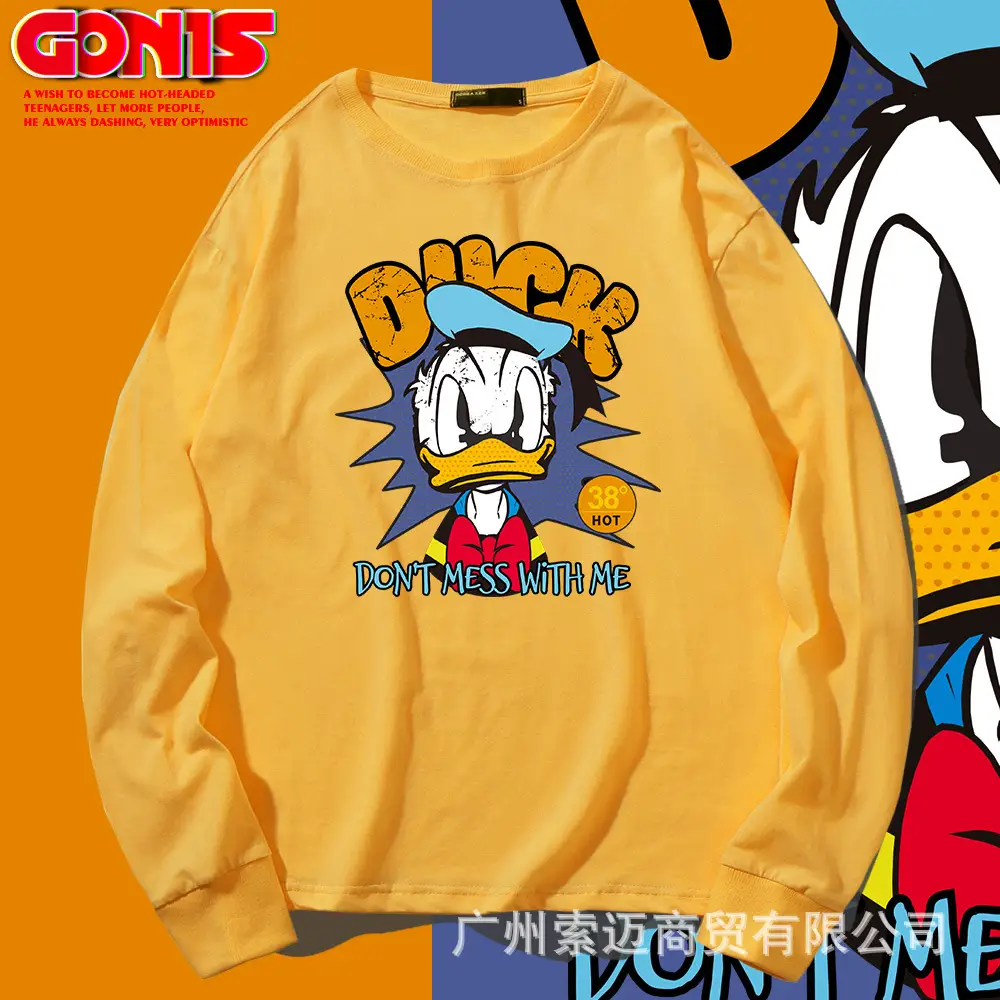 Men Women Cotton Long Sleeve Mickey Donald Duck Sweatshirt Blue - Image 12