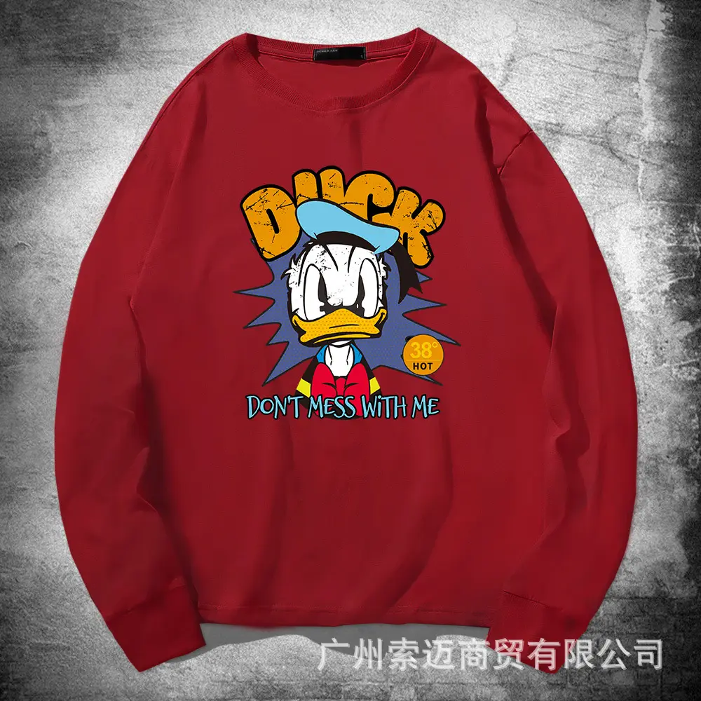 Men Women Cotton Long Sleeve Mickey Donald Duck Sweatshirt Blue - Image 4