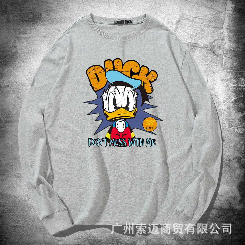 Men Women Cotton Long Sleeve Mickey Donald Duck Sweatshirt Blue - Image 7