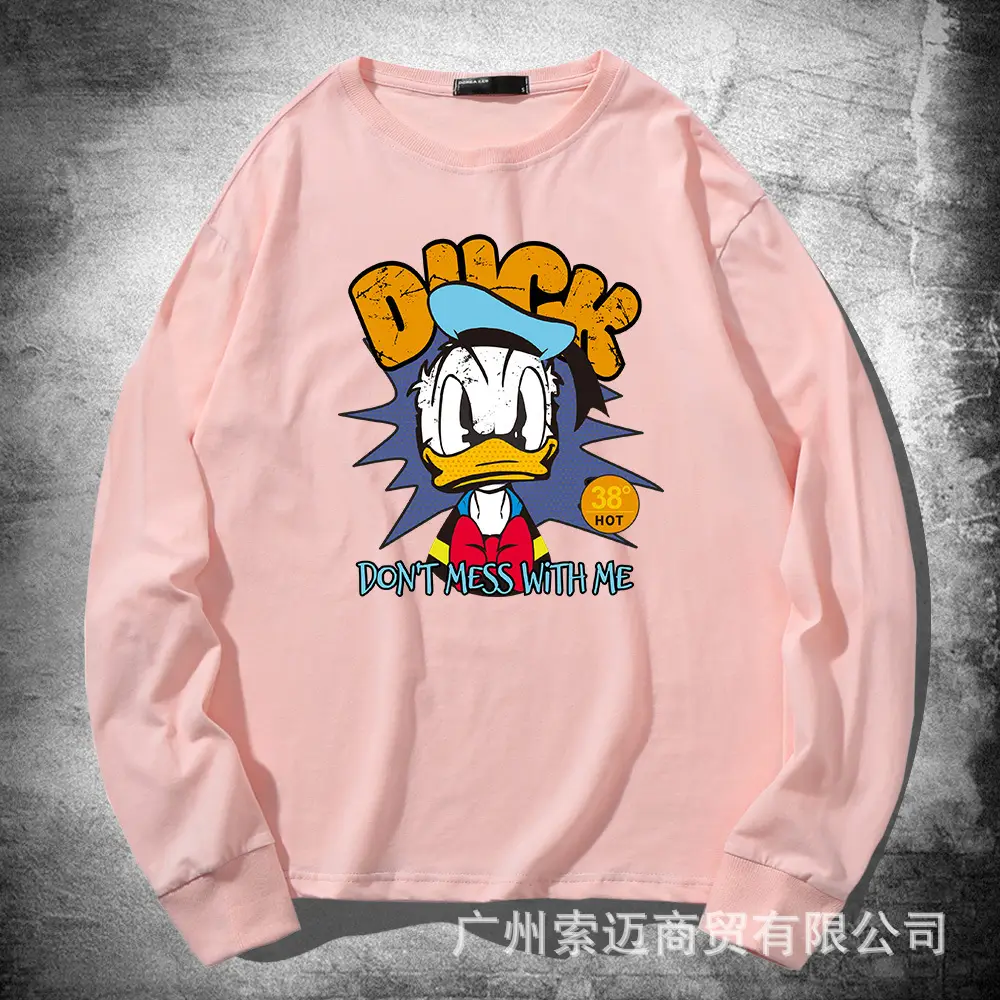 Men Women Cotton Long Sleeve Mickey Donald Duck Sweatshirt Blue - Image 8