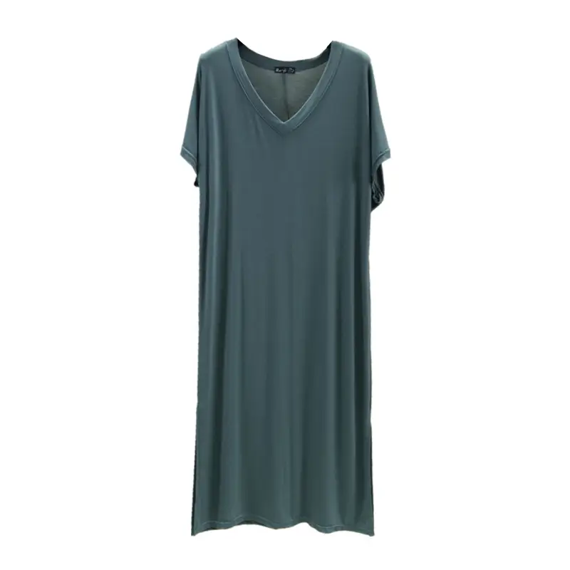 Green V-Neck Long Nightdress for Women