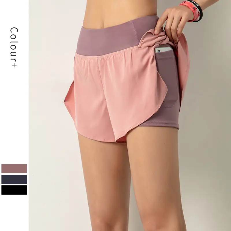 Fake Two-Piece Running Shorts for Girls Grey - Image 9