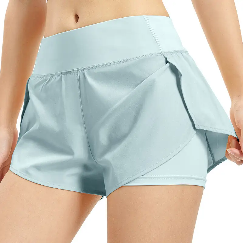 Fake Two-Piece Running Shorts for Girls Grey - Image 5