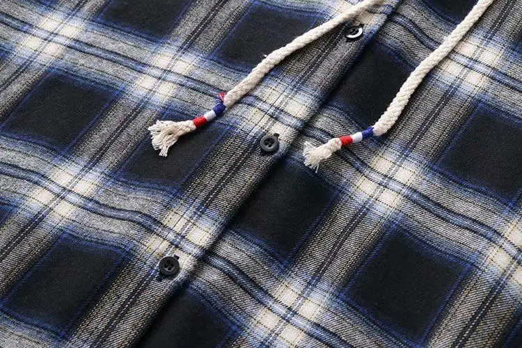 Women Plaid Hooded Jacket Red Black Long Sleeve — feature 14