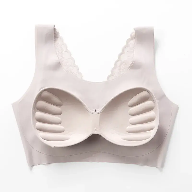 Japanese Lace Backless Sports Bra Large Size Breathable Full Cup One-Piece Women's Bra - Image 10