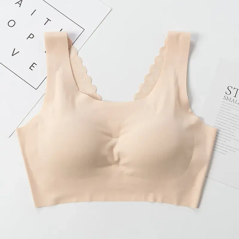 Japanese Lace Backless Sports Bra Large Size Breathable Full Cup One-Piece Women's Bra - Image 3