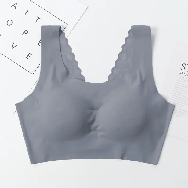 Japanese Lace Backless Sports Bra Large Size Breathable Full Cup One-Piece Women's Bra - Image 4