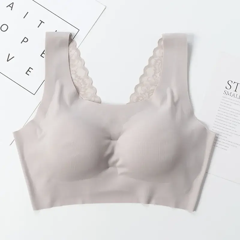 Japanese Lace Backless Sports Bra Large Size Breathable Full Cup One-Piece Women's Bra - Image 5