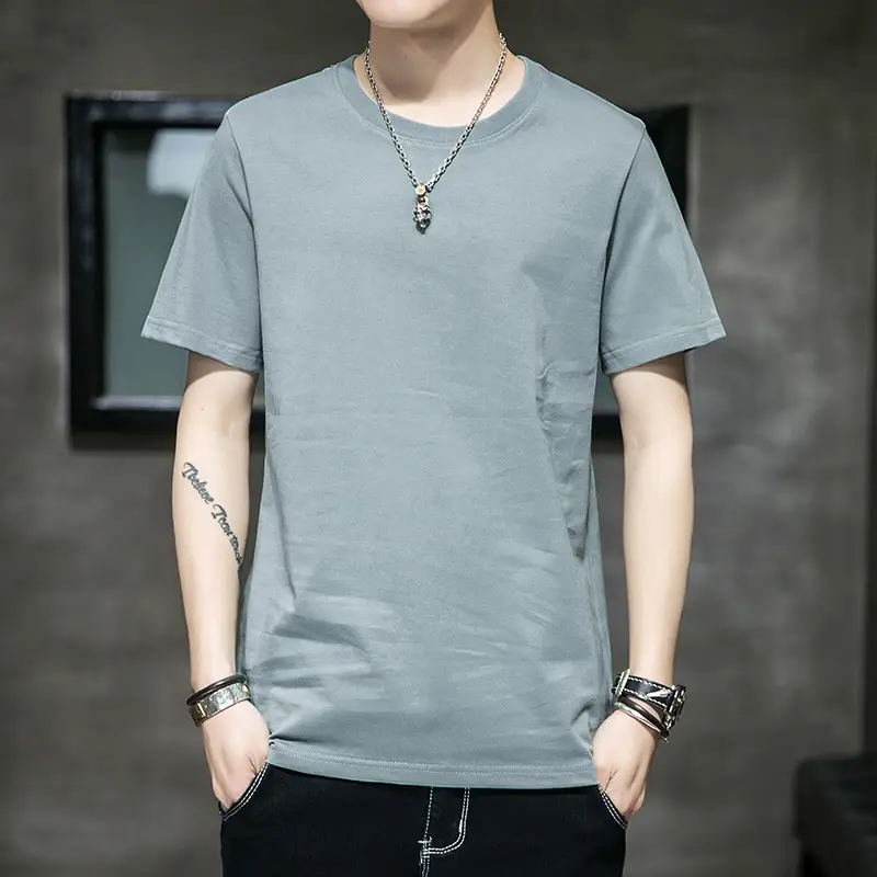 Men Long Sleeve Cotton T-Shirt Pink Round Neck - Image 15