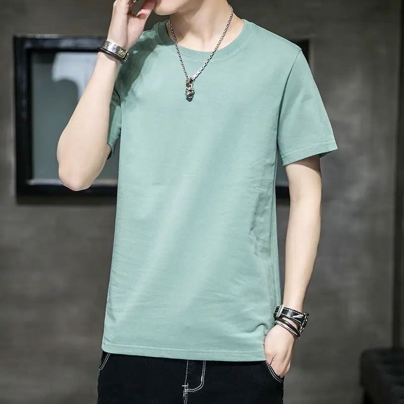Men Long Sleeve Cotton T-Shirt Pink Round Neck - Image 17