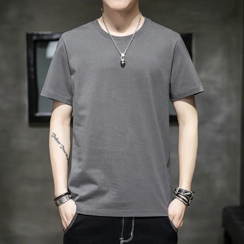 Men Long Sleeve Cotton T-Shirt Pink Round Neck - Image 10