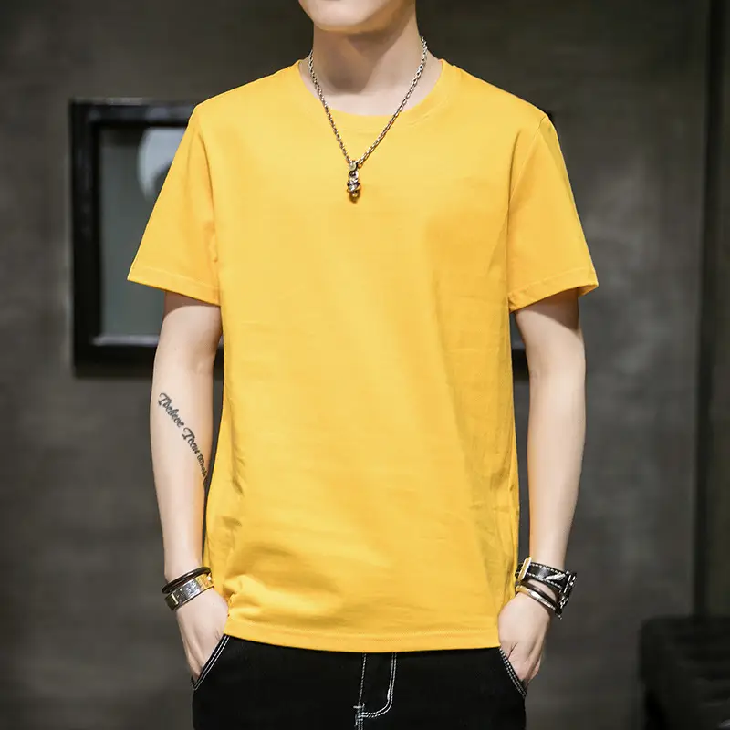 Men Long Sleeve Cotton T-Shirt Pink Round Neck - Image 11