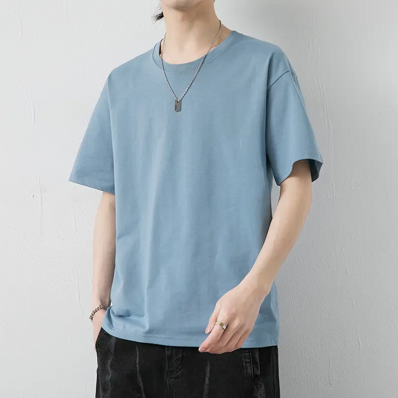 Men Long Sleeve Cotton T-Shirt Pink Round Neck - Image 8
