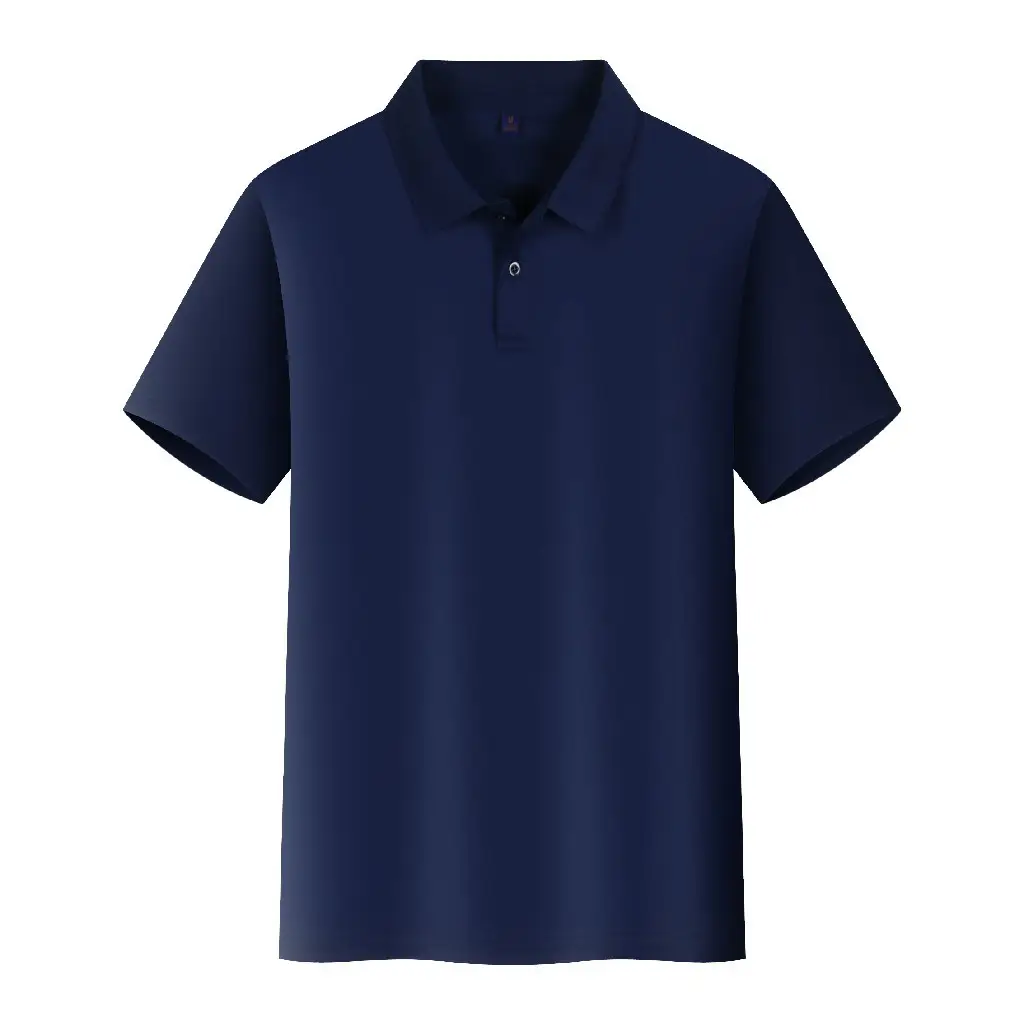 Men Navy Polo Shirt Short Sleeve Embroidered Cultural Advertising - Image 12