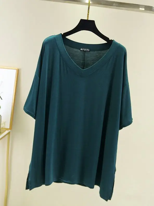 Women's Loose Fit Teal T-Shirt Mid Sleeve Summer - Image 13
