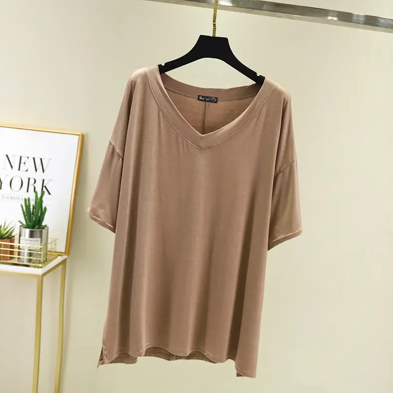 Women's Loose Fit Teal T-Shirt Mid Sleeve Summer - Image 2
