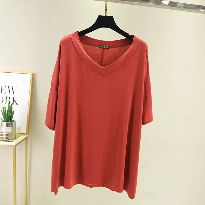 Women's Loose Fit Teal T-Shirt Mid Sleeve Summer - Image 4