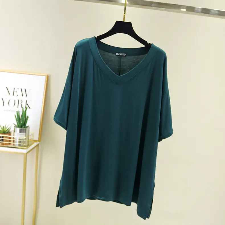 Women's Loose Fit Teal T-Shirt Mid Sleeve Summer - Image 6