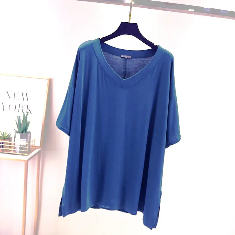 Women's Loose Fit Teal T-Shirt Mid Sleeve Summer - Image 7