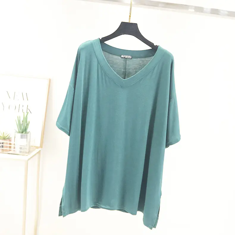 Women's Loose Fit Teal T-Shirt Mid Sleeve Summer - Image 8
