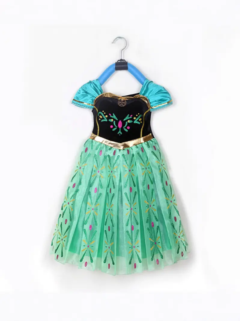 Frozen Princess Dress Green Anna Sleeveless Gauze Children's Halloween Clothing - Image 4