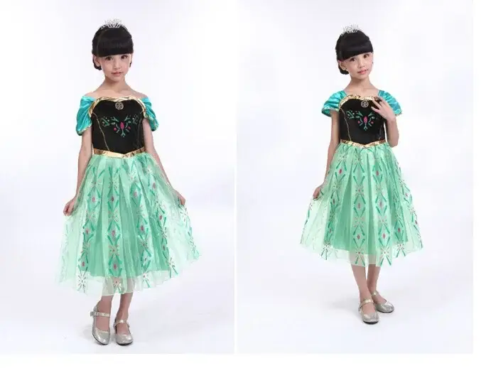 Frozen Princess Dress Green Anna Sleeveless Gauze Children's Halloween Clothing — feature 22