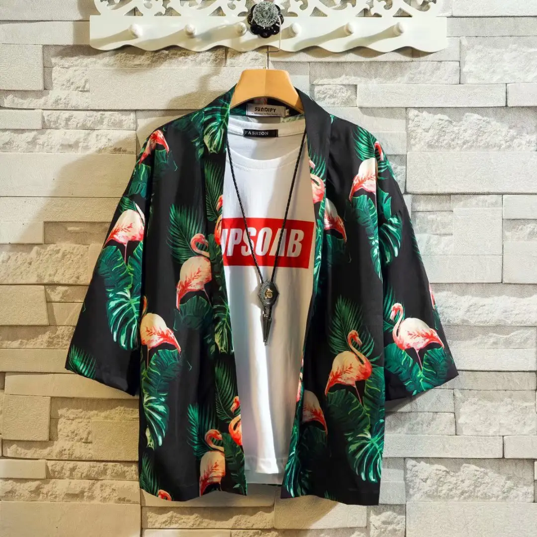 2020 Men Printed 3/4 Sleeve Beachrobe Wholesale - Image 4