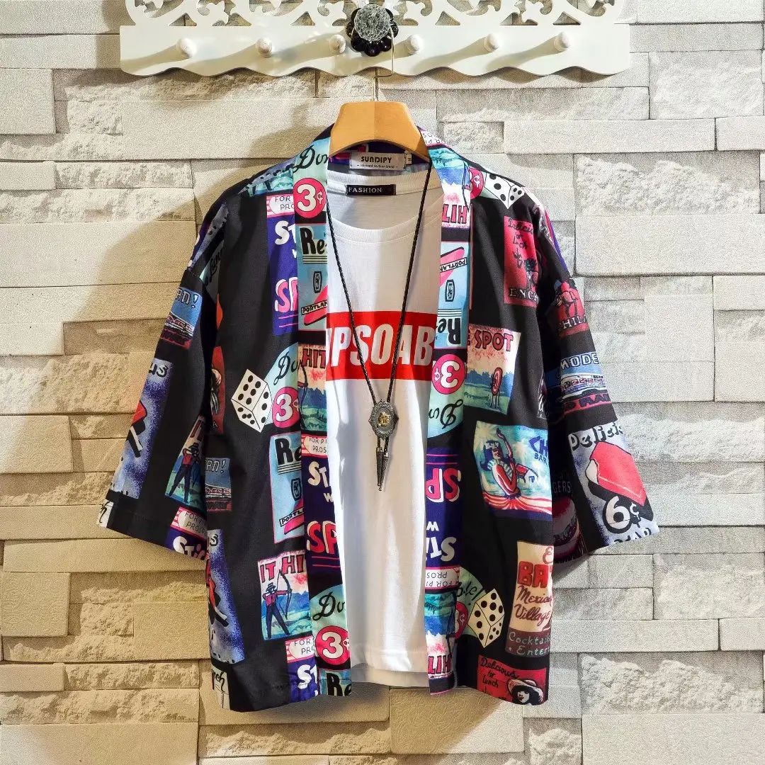 2020 Men Printed 3/4 Sleeve Beachrobe Wholesale - Image 5