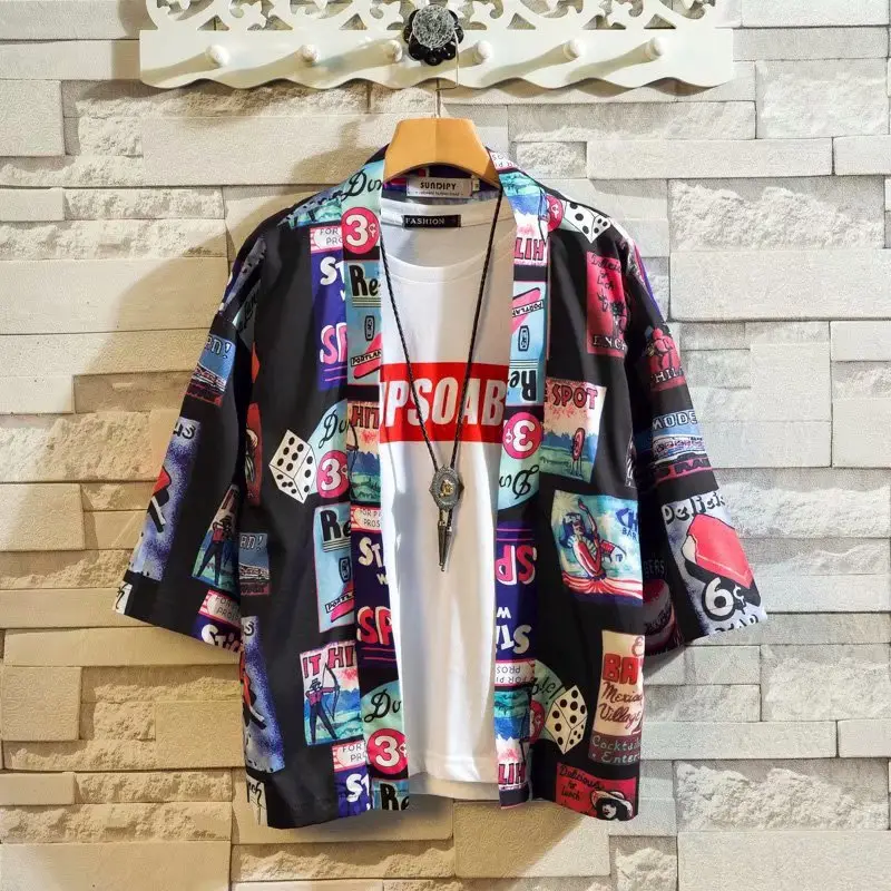 2020 Men Printed 3/4 Sleeve Beachrobe Wholesale - Image 6