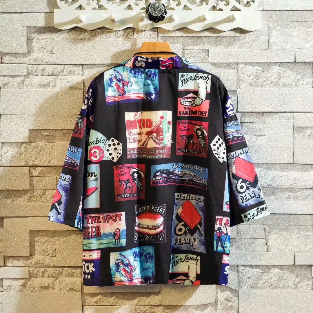 2020 Men Printed 3/4 Sleeve Beachrobe Wholesale - Image 9