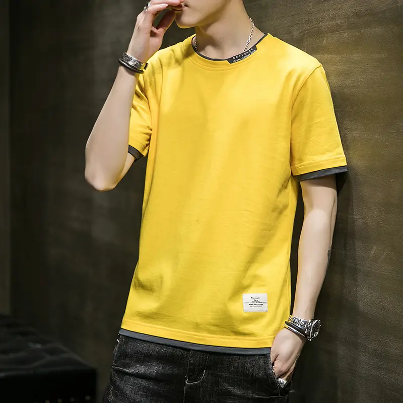 Men Black Short Sleeve T-Shirt 2025 Summer Loose Casual - Image 3
