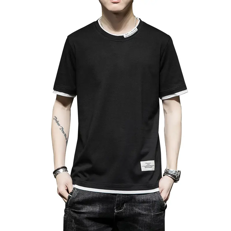 Men Black Short Sleeve T-Shirt 2025 Summer Loose Casual - Image 6