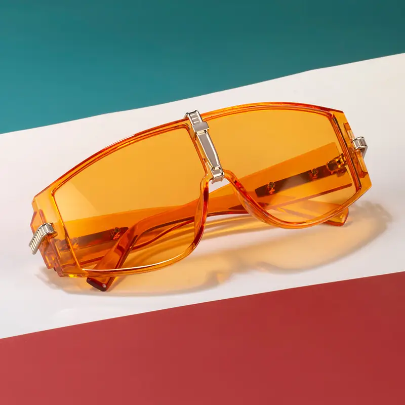 Women Anti-UV Sunglasses Orange Large Frame Korean Style