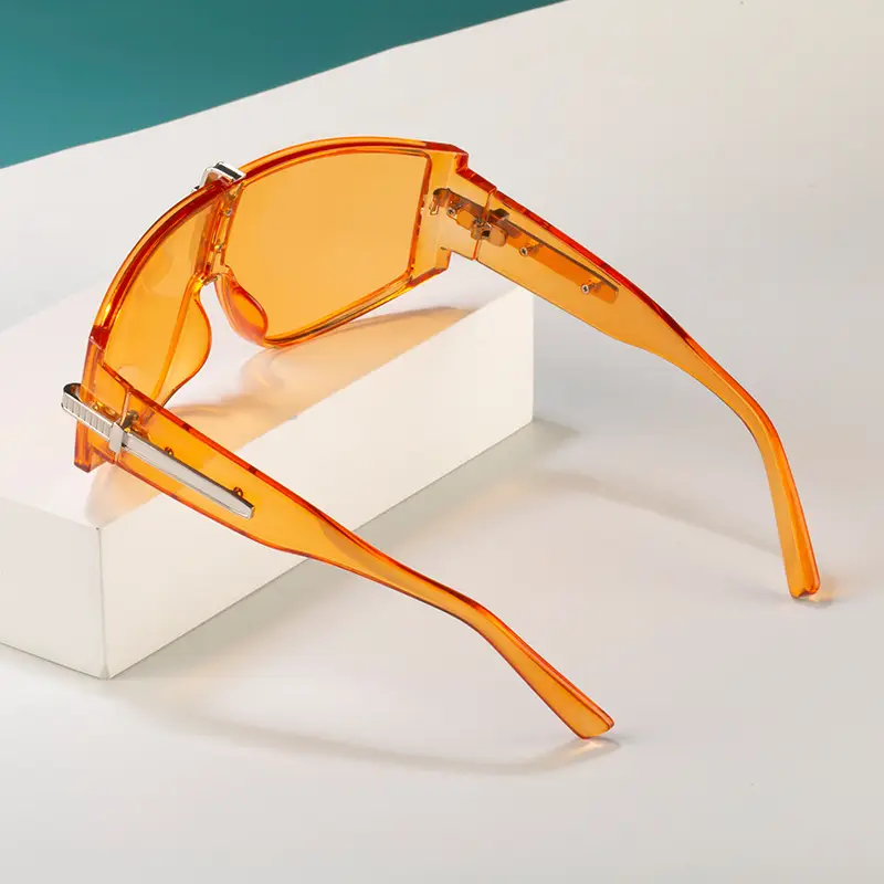 Women Anti-UV Sunglasses Orange Large Frame Korean Style