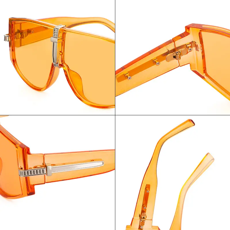Women Anti-UV Sunglasses Orange Large Frame Korean Style