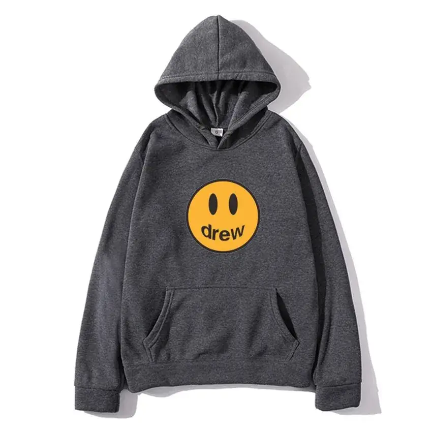 Men Navy Blue Smile Face Hoodie Sweatshirt - Image 10