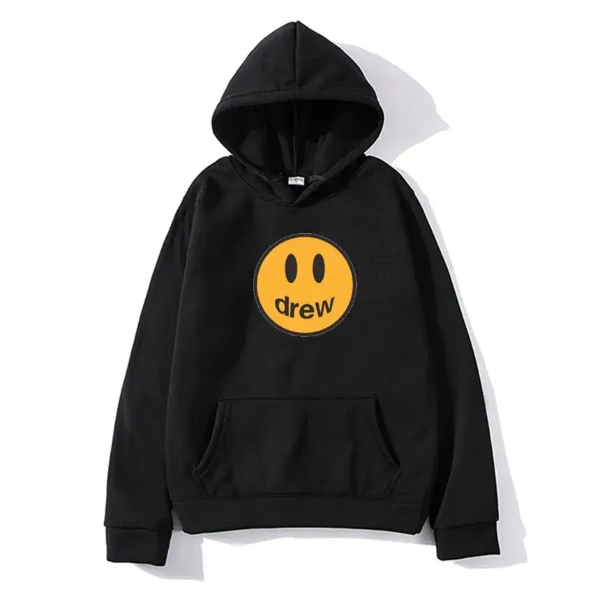Men Navy Blue Smile Face Hoodie Sweatshirt - Image 7