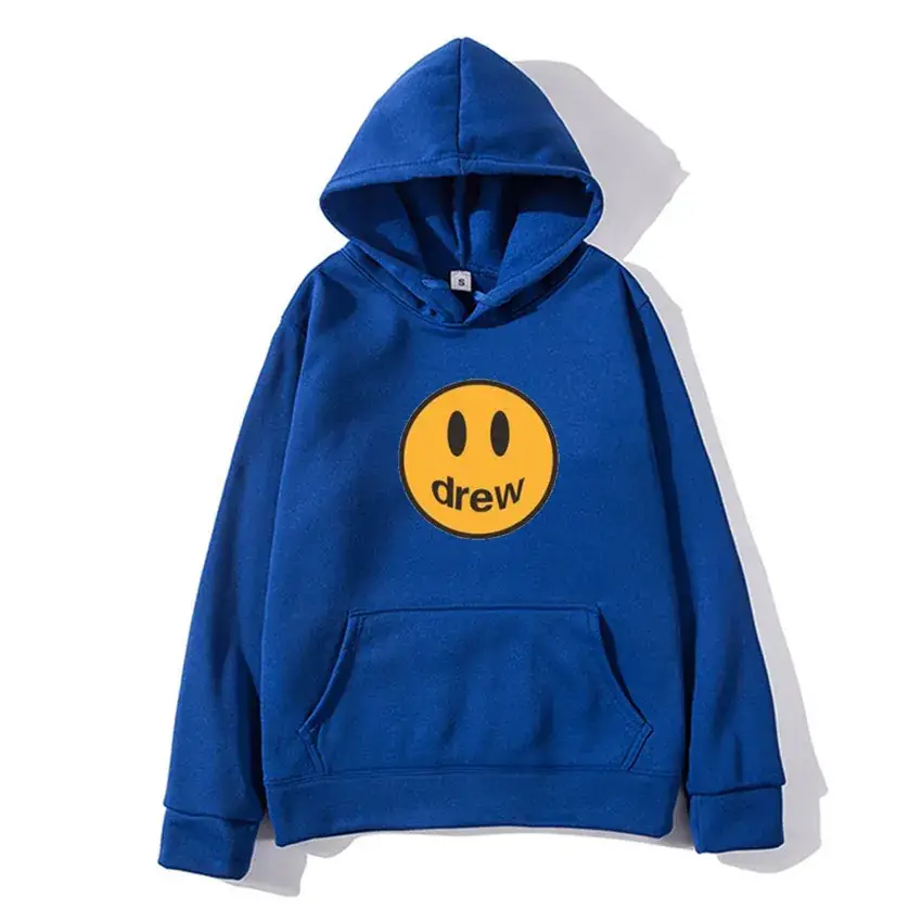 Men Navy Blue Smile Face Hoodie Sweatshirt - Image 8