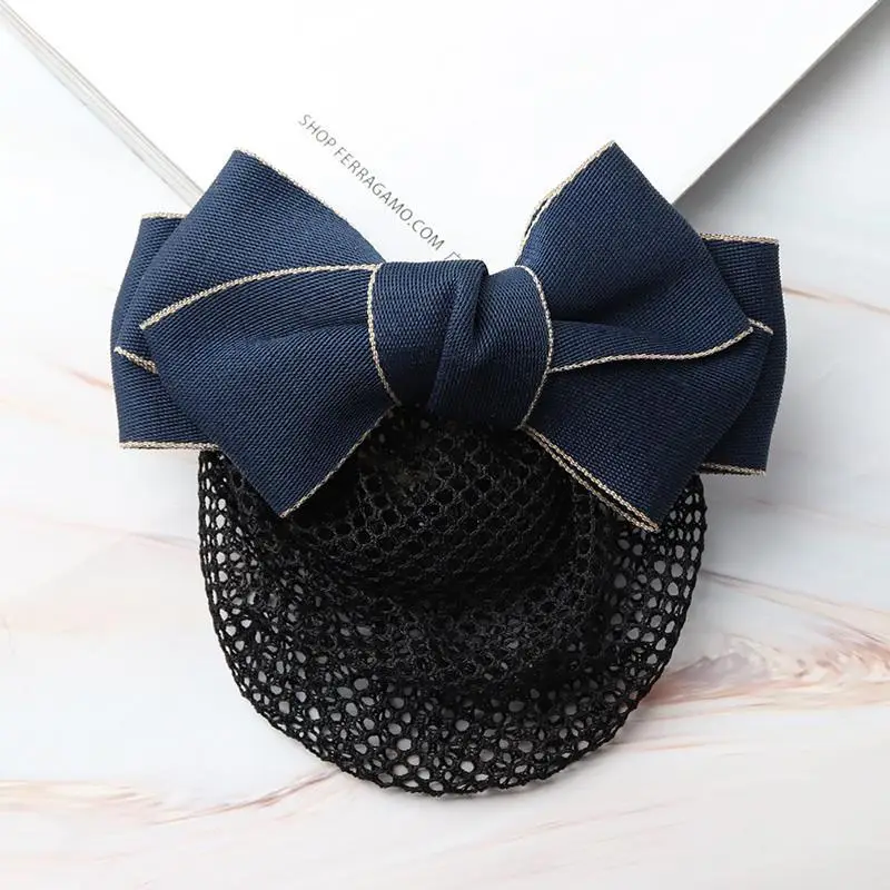 Navy Blue Crystal Bow Hairnet for Women - Image 11
