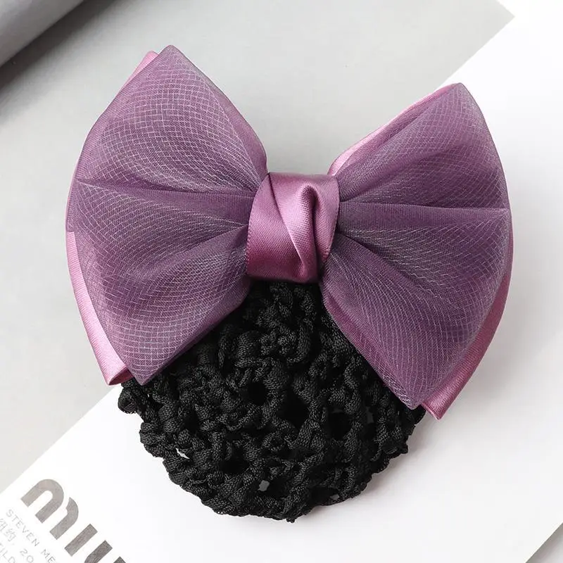 Navy Blue Crystal Bow Hairnet for Women - Image 13
